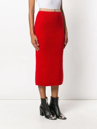Shop Calvin Klein Rib Knit Skirt In Red
