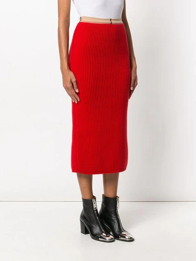 Calvin Klein Rib-knit Midi Skirt - Atterley In Red