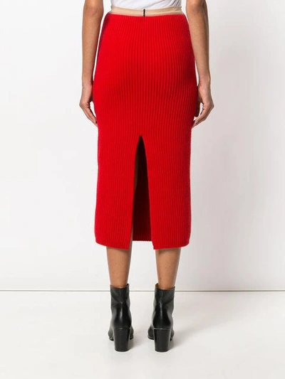 Calvin Klein Rib-knit Midi Skirt - Atterley In Red