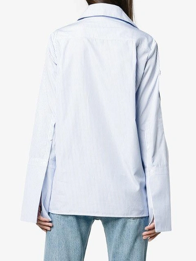 Shop Mira Mikati Pinstripe Shirt With Scout Patches - Blue