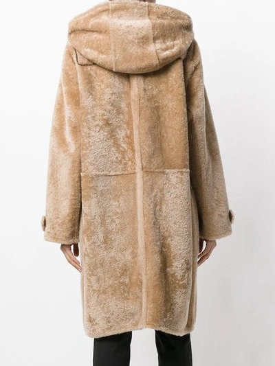 Shop Marni Shearling Duffle Coat In Brown