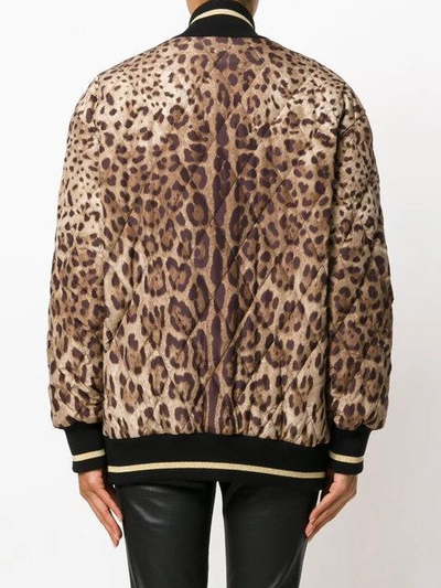 Shop Dolce & Gabbana Leopard Print Bomber Jacket - Brown