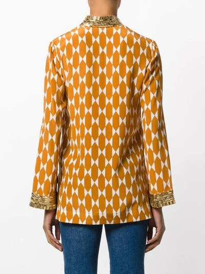 Shop Tory Burch Verzierte Seidentunika In Yellow