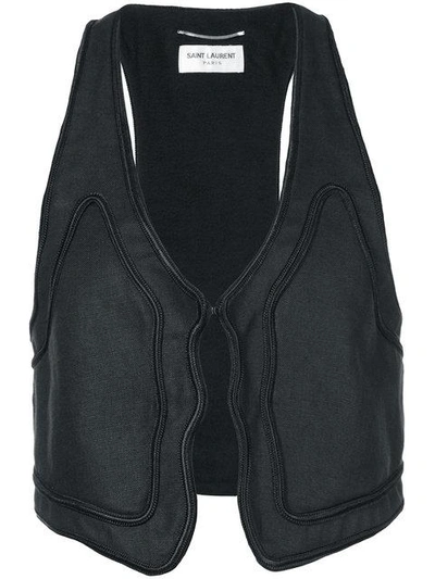 Shop Saint Laurent Trim Detail Waistcoat In Black