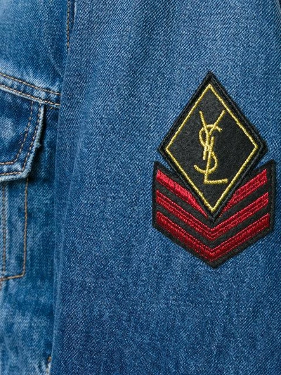 Shop Saint Laurent Military Patch Denim Jacket