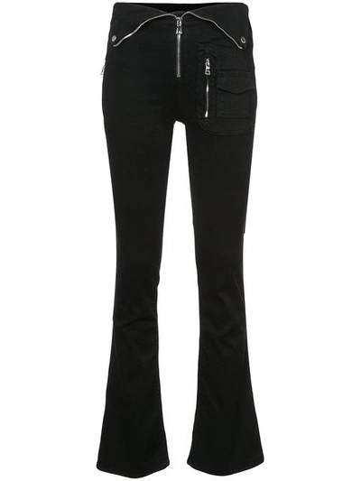 Shop Rta Zipped Foldover Waistband Trousers In Black