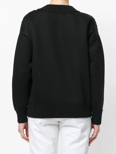 Shop Moncler Cracked Patent Effect Sweater In Black