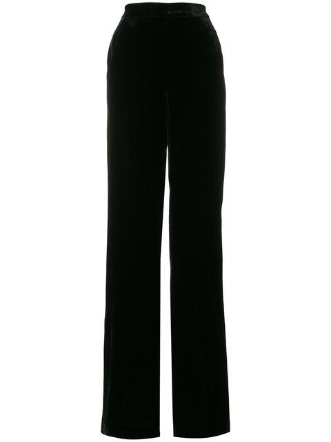Etro Largo Velvet High-waist Wide-leg Pants, Black | ModeSens