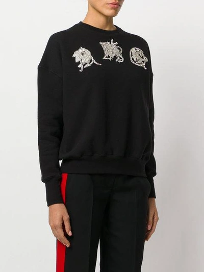 Shop Alexander Mcqueen Amq Embroidered Sweatshirt In Black