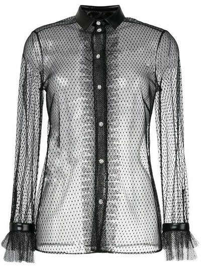 sheer mesh embroidered blouse