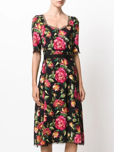 Shop Dolce & Gabbana Floral Print Dress - Black