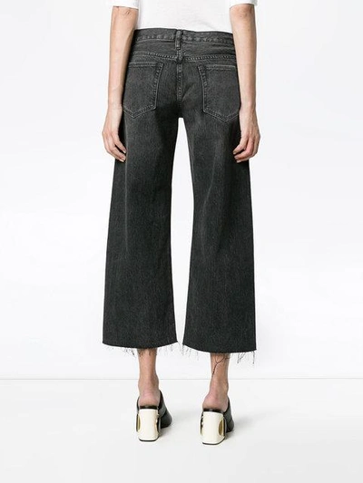 Shop Simon Miller Black Distressed Mid Rise Cropped Jeans In Grey
