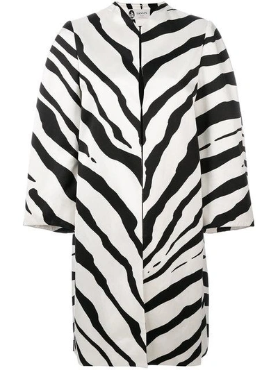 Shop Lanvin Zebra Print Coat In Black