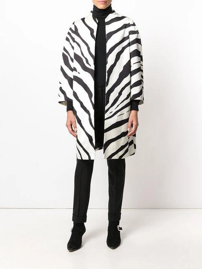 Shop Lanvin Zebra Print Coat In Black