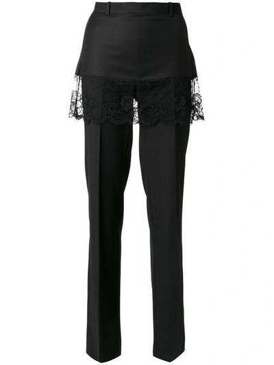 Shop Givenchy Lace Overlay Tailored Trousers In Black