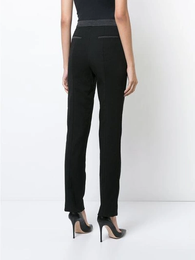 Shop Oscar De La Renta Satin Waistband Skinny Trousers - Black