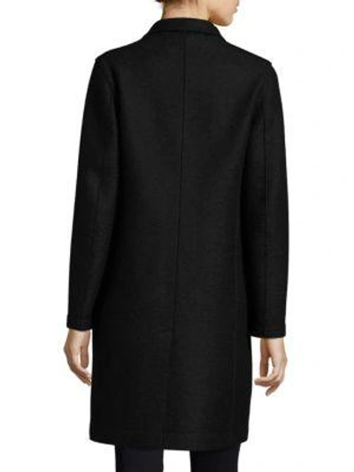 Shop Harris Wharf London Boxy Double-breasted Wool Coat In Black