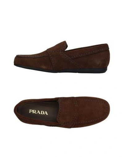 Shop Prada Loafers In Khaki