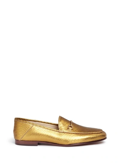 Shop Sam Edelman 'loraine' Metallic Snake Embossed Leather Step-in Loafers