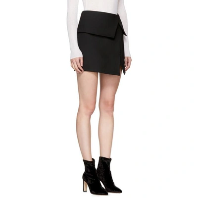 Shop Balmain Black Wool Asymmetric Miniskirt