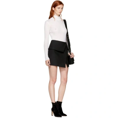 Shop Balmain Black Wool Asymmetric Miniskirt