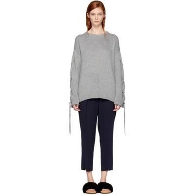 Shop See By Chloé Grey Lace Up Sweater