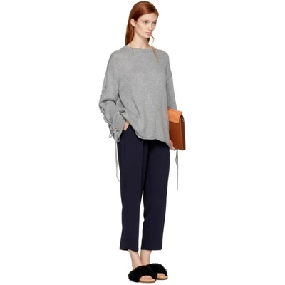 Shop See By Chloé Grey Lace Up Sweater