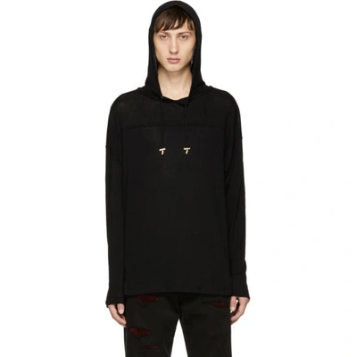 Shop Balmain Black Cashmere Jersey Hoodie In Noir 176