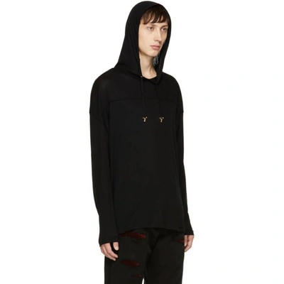 Shop Balmain Black Cashmere Jersey Hoodie In Noir 176