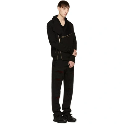 Shop Balmain Black Cashmere Jersey Hoodie In Noir 176