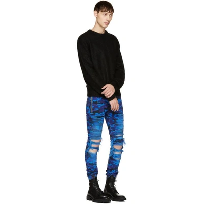 Shop Balmain Blue Camo Slim Jeans In Bleu 155