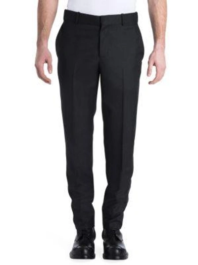 Shop Alexander Mcqueen Solid Wool Pants In Charcoal