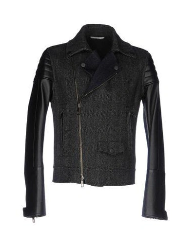 Shop Valentino Biker Jacket In Steel Grey