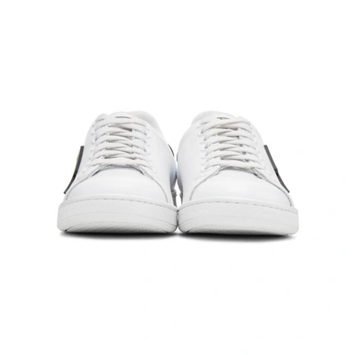 Shop Neil Barrett White Thunderbolt Tennis Sneakers In 526 White/black