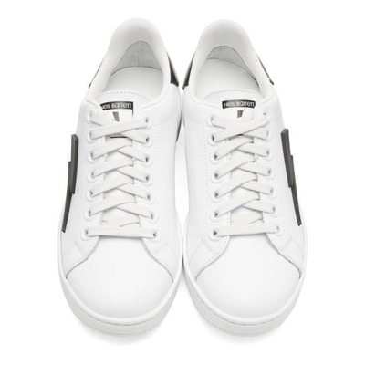 Shop Neil Barrett White Thunderbolt Tennis Sneakers In 526 White/black