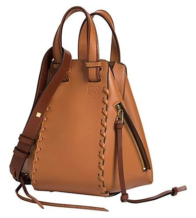 Shop Loewe Hammock Laced Leather Bag In Tan