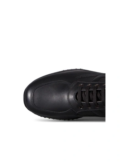 Shop Hogan Interactive Leather Sneakers In Black