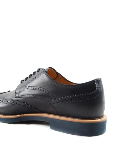 Shop Tod's Leather Derby Brogue Shoes In Blu