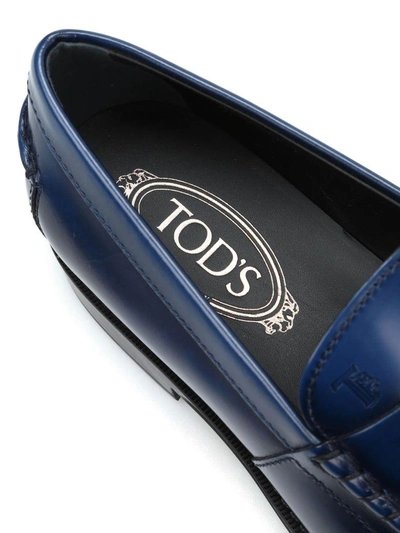 Shop Tod's College Leather Loafers In Baltic Chiaro