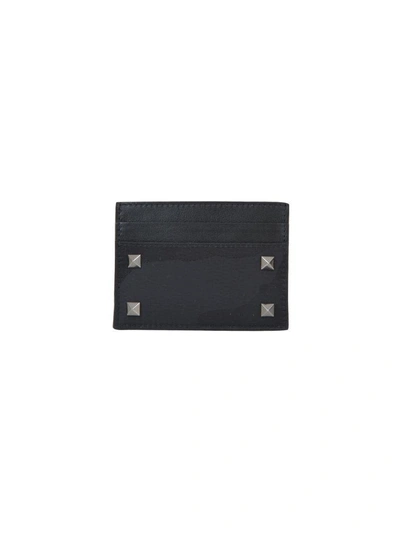 Shop Valentino Garavani Camo Credit Card Holder In Black