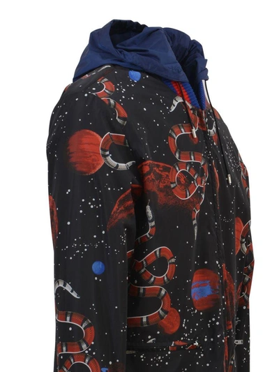 Gucci Space Snake-print Detachable-hood Jacket In Black | ModeSens