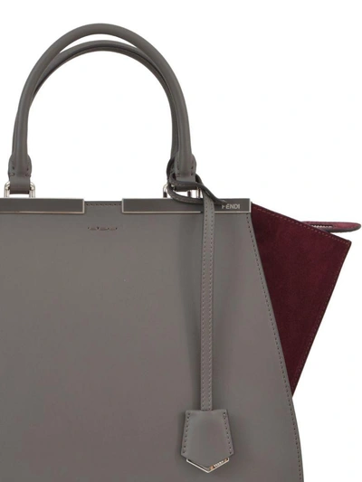 Shop Fendi Burgundy/grey 3jours Bag In Grey/bordeaux