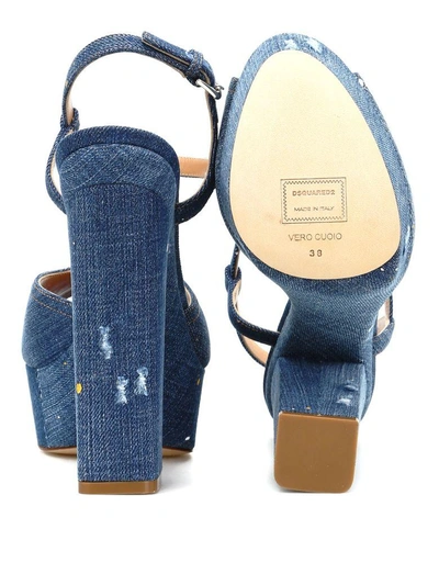 Shop Dsquared2 Worn Effect Denim Sandals