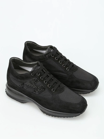 Shop Hogan Strass H Suede Interactive In Black