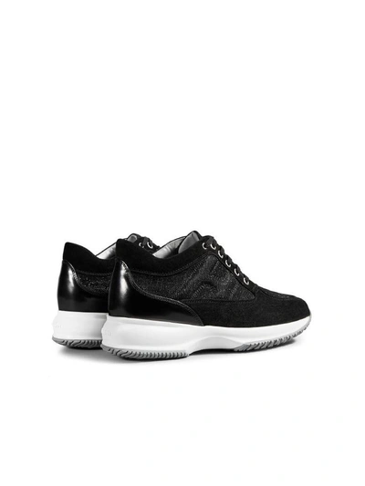 Shop Hogan Interactive Lurex And Suede Sneaker In Black