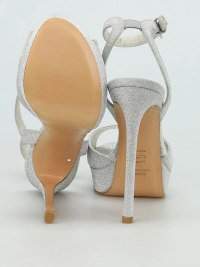 Shop Stuart Weitzman Swagger Glitter Platform Sandals In Silver