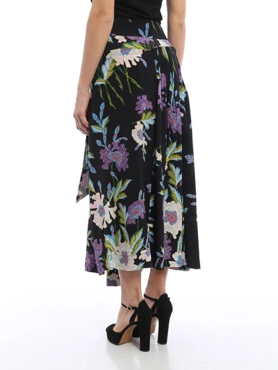 Shop Diane Von Furstenberg Floral Silk Wrap Skirt In Black