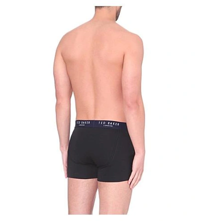 Shop Ted Baker Button-front Regular-fit Stretch-cotton Boxers In Black
