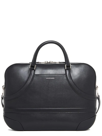 Alexander Mcqueen Black Leather Travel Bag