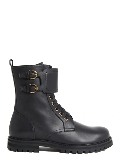 Salvatore Ferragamo 30mm Crotone Leather Combat Boots In Black | ModeSens
